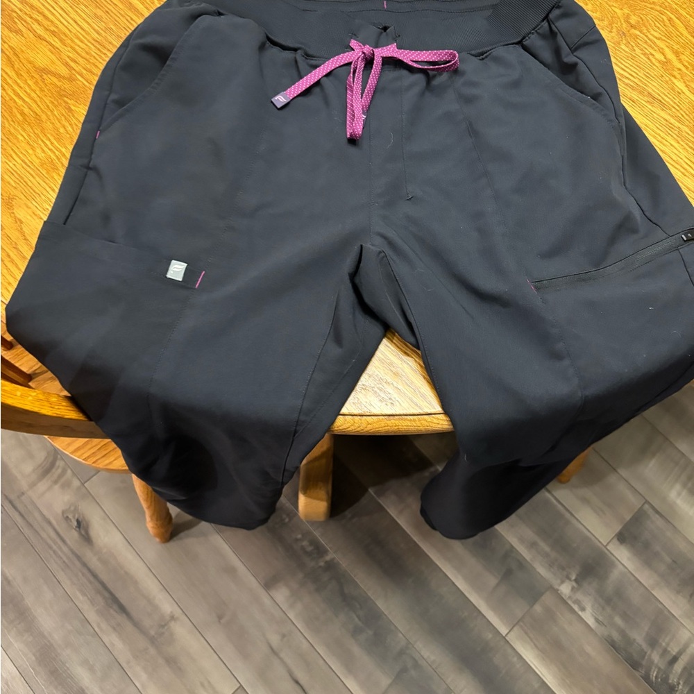 Fabletics Black Joggers with Pink Drawstring